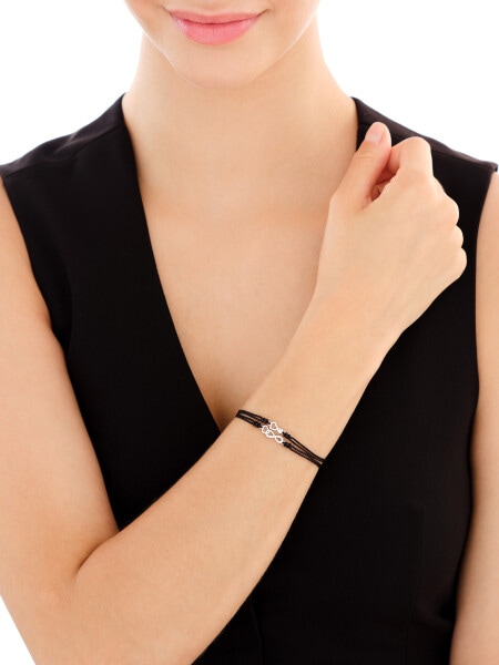 Bransoletka z elementami srebra i cyrkoniami - nieskończoność, serca