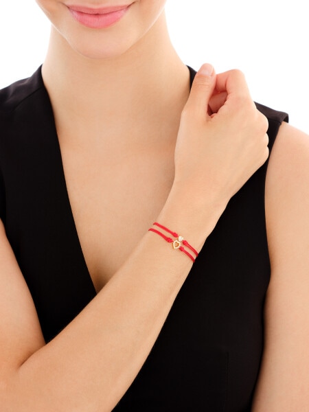 Náramek se pozlacenými stříbrnými prvky a zirkony - srdce