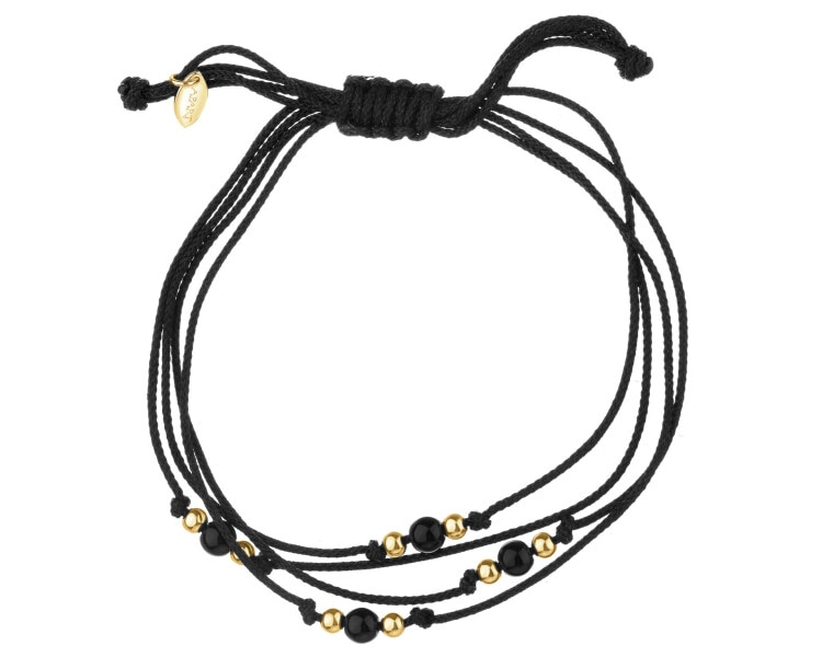 Náramek se pozlacenými stříbrnými prvky a broušeným sklem - kuličky