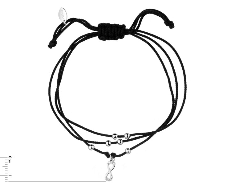 Bransoletka z elementami srebra i cyrkoniami - nieskończoność, kulki