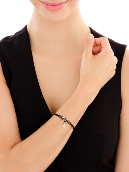 Bransoletka z elementami srebra i cyrkoniami - nieskończoność, kulki