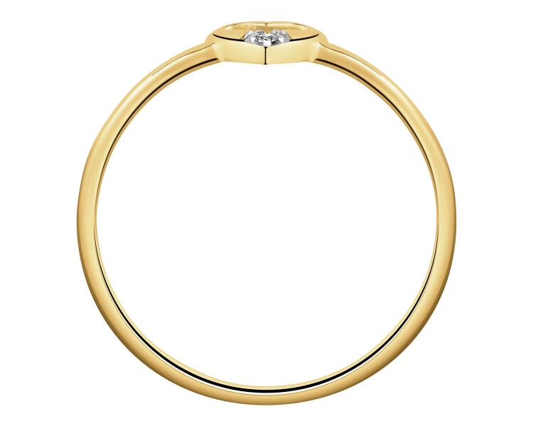Pierścionek z żółtego złota z diamentem - serce - 0,004 ct - próba 375