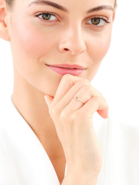 Pierścionek z żółtego złota z diamentem - serce - 0,004 ct - próba 375