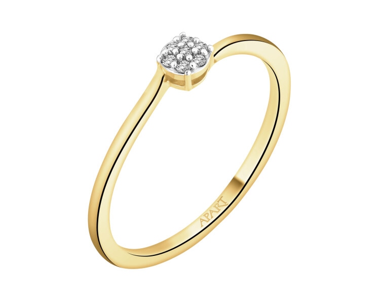 Pierścionek z żółtego złota z diamentami - 0,03 ct - próba 375
