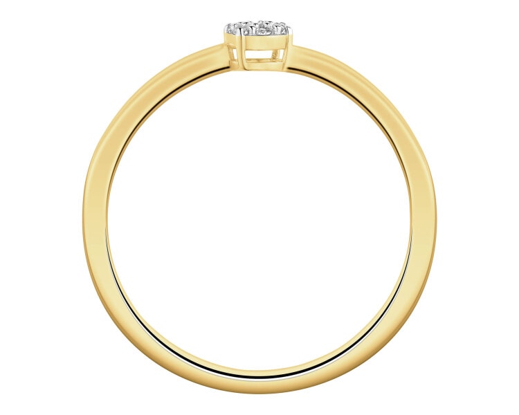 Pierścionek z żółtego złota z diamentami - 0,03 ct - próba 375