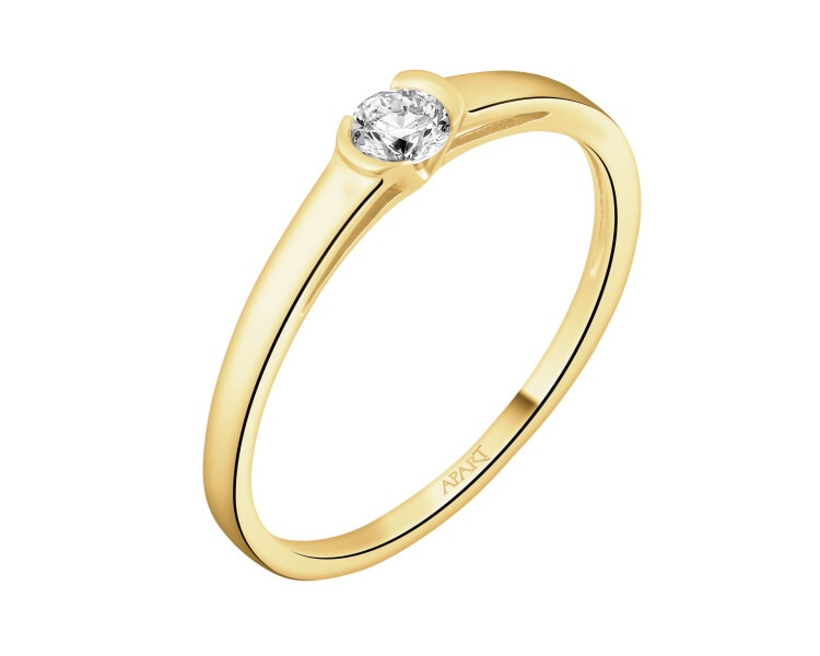 Zlatý prsten s briliantem - 0,12 ct - ryzost 585