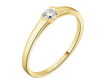 Zlatý prsten s briliantem - 0,12 ct - ryzost 585