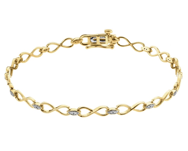 Zlatý náramek s diamanty - nekonečno - 18 cm - 0,10 ct - ryzost 585