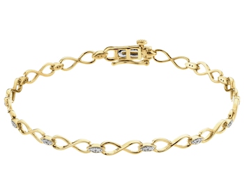 Zlatý náramek s diamanty - nekonečno - 18 cm - 0,10 ct - ryzost 585