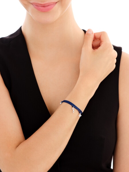 Náramek se stříbrnými prvky a zirkony - nekonečno, květ, srdce