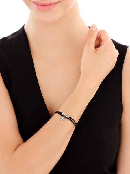 Bransoletka z elementami srebra i cyrkoniami - nieskończoność, koniczyna