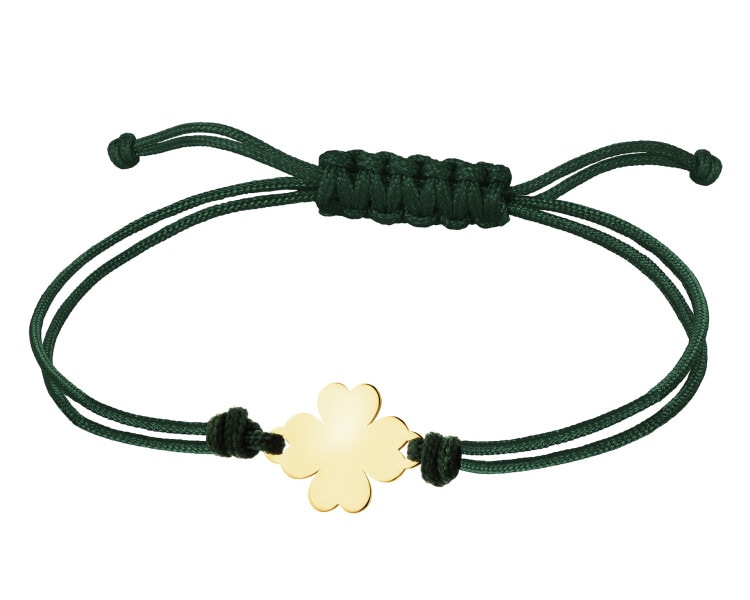 Bransoletka z elementem z żółtego złota - koniczyna