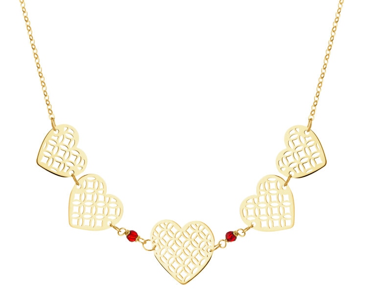 Złoty naszyjnik z cyrkoniami - serca