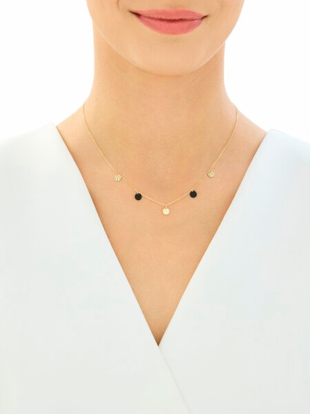 Złoty naszyjnik z onyksami syntetycznymi - koła