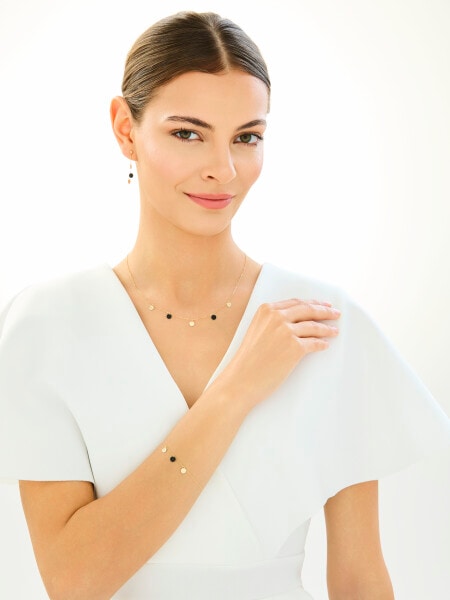 Złoty naszyjnik z onyksami syntetycznymi - koła