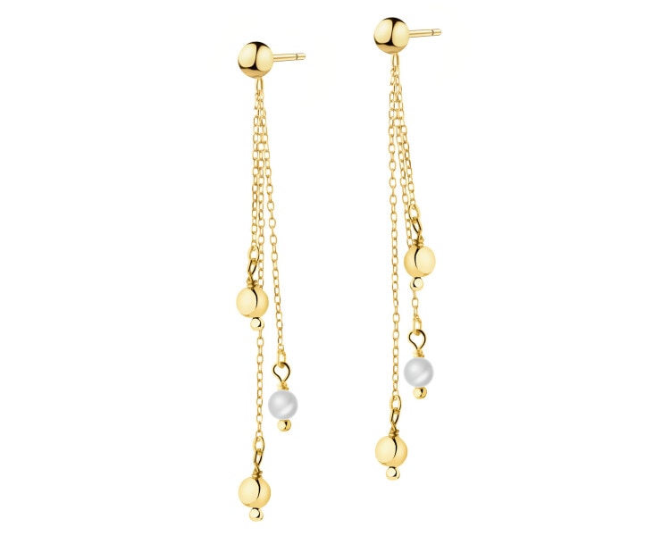 Złote kolczyki z perłami - kulki