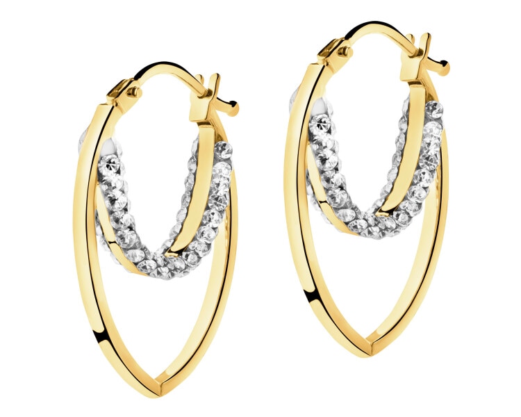 14 K Yellow Gold Dangling Earring with Glass