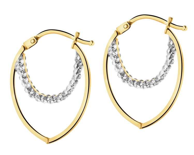 14 K Yellow Gold Dangling Earring with Glass