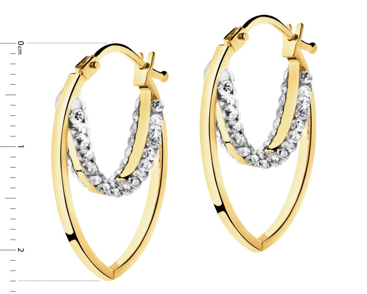 14 K Yellow Gold Dangling Earring with Glass