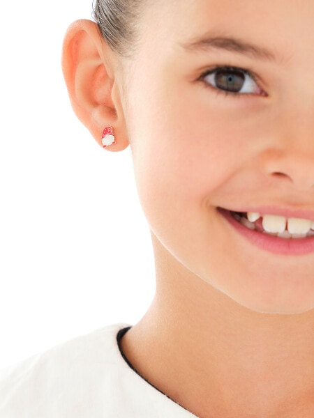 Złote kolczyki z emalią - świąteczne skrzaty