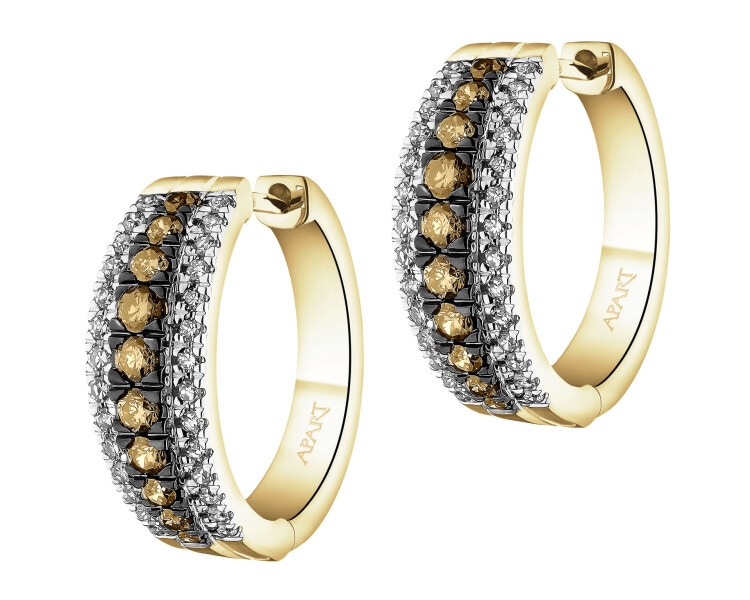 Kolczyki z żółtego złota z diamentami - koła - 0,71 ct - próba 585