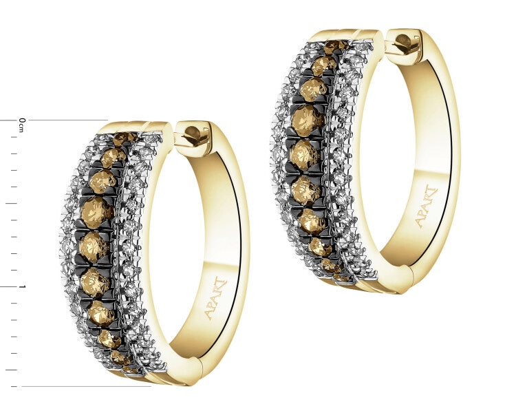 Kolczyki z żółtego złota z diamentami - koła - 0,71 ct - próba 585