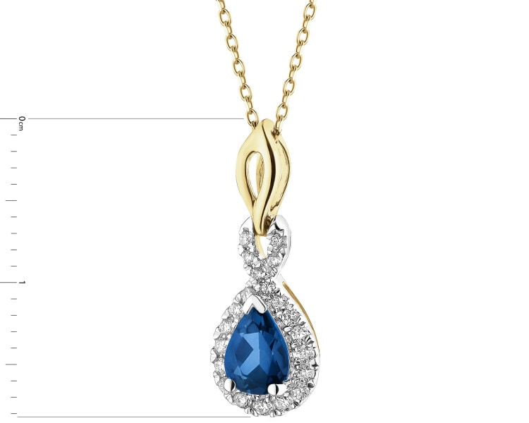 Zlatý přívěsek s brilianty a safírem - ryzost 585