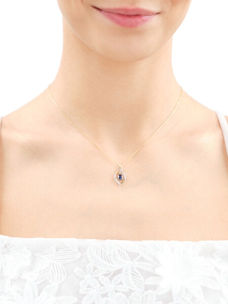 Zlatý náhrdelník s diamanty a syntetickým safírem - ryzost 585