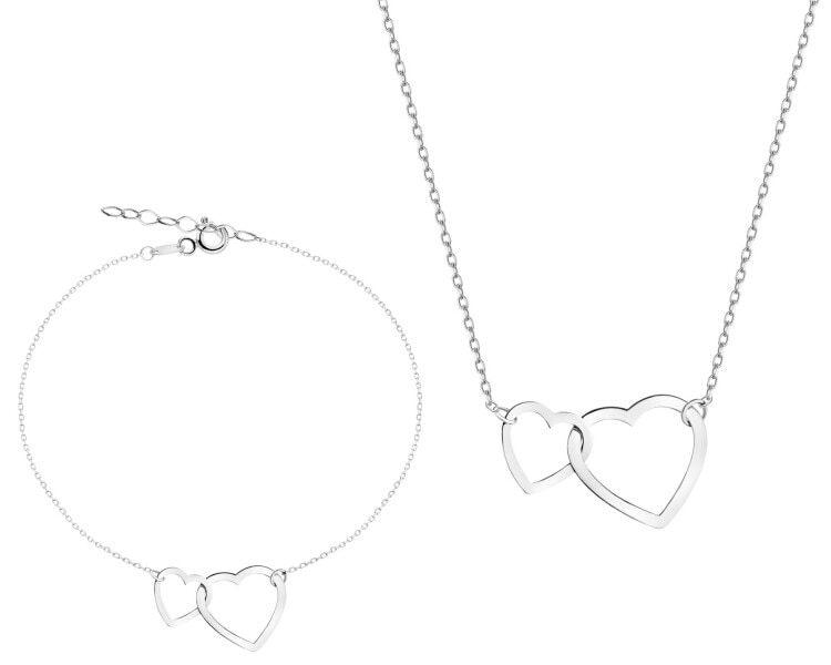 Zlatý náramek a náhrdelník - souprava - srdce