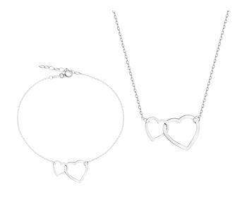 Zlatý náramek a náhrdelník - souprava - srdce