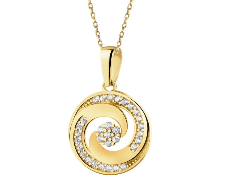 Złote kolczyki i zawieszka z cyrkoniami - komplet