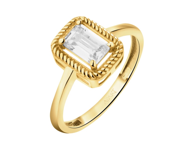 Złoty pierścionek z cyrkonią