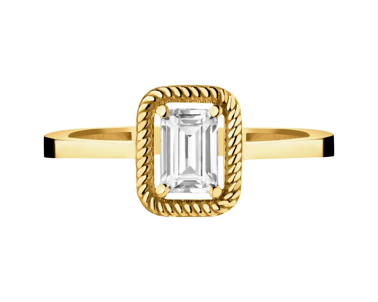 Złoty pierścionek z cyrkonią