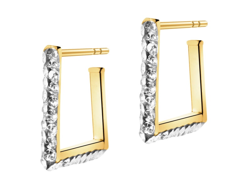 Złote kolczyki, szkło szlifowane