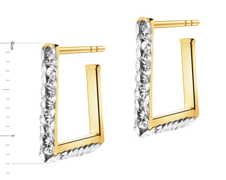 Złote kolczyki, szkło szlifowane