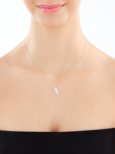Złoty naszyjnik z cyrkoniami - litera A