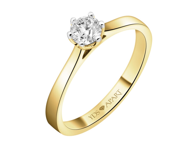 Zlatý prsten s briliantem -  VS1/G - 0,40 ct - ryzost 750