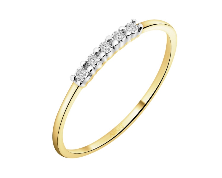 Prsten ze žlutého a bílého zlata s diamanty - 0,02 ct - ryzost 585