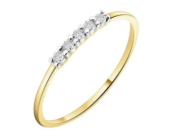 Prsten ze žlutého a bílého zlata s diamanty - 0,02 ct - ryzost 585