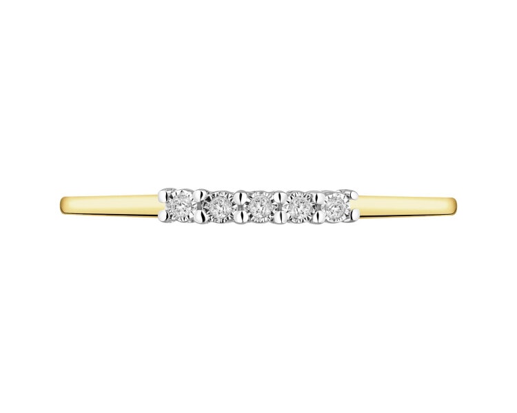 Prsten ze žlutého a bílého zlata s diamanty - 0,02 ct - ryzost 585
