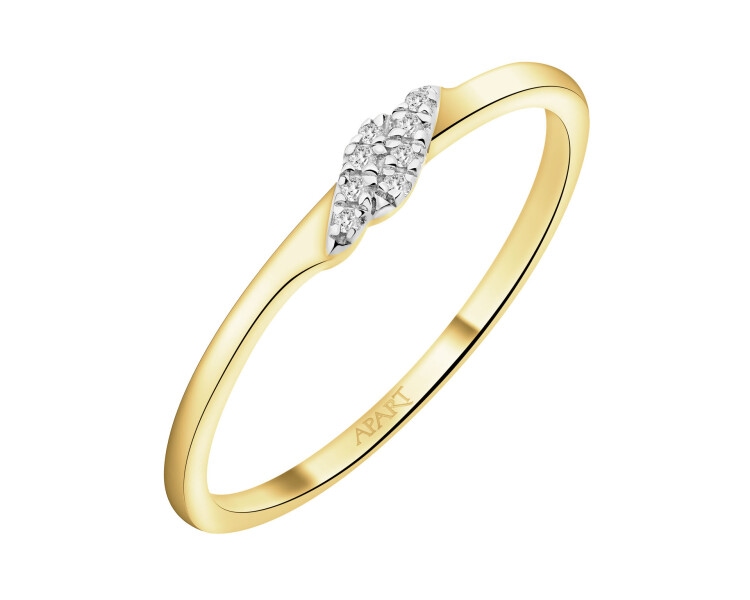 Pierścionek z żółtego złota z diamentami - 0,02 ct - próba 375