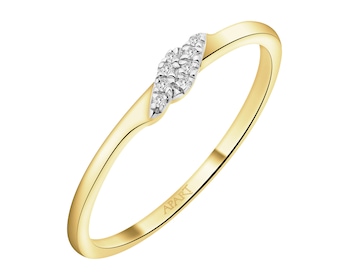 Pierścionek z żółtego złota z diamentami - 0,02 ct - próba 375