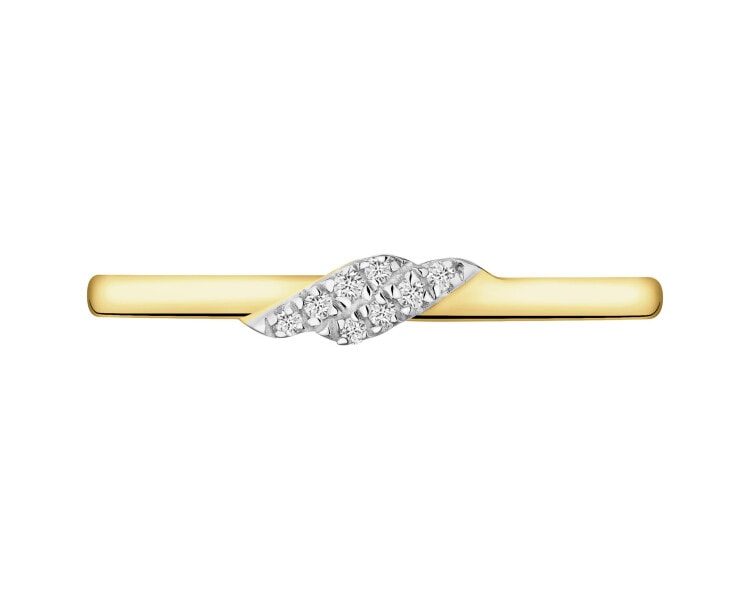 Pierścionek z żółtego złota z diamentami - 0,02 ct - próba 375