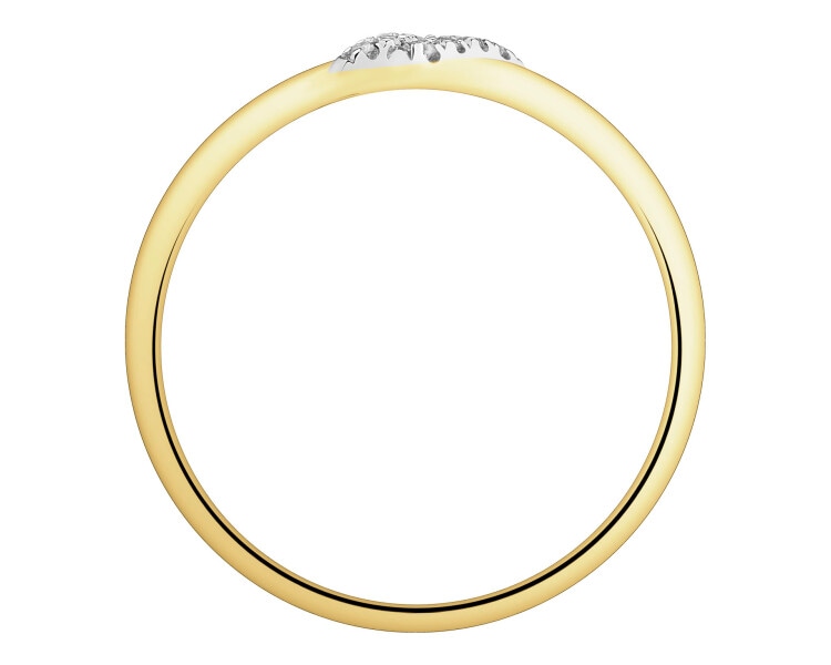 Pierścionek z żółtego złota z diamentami - 0,02 ct - próba 375