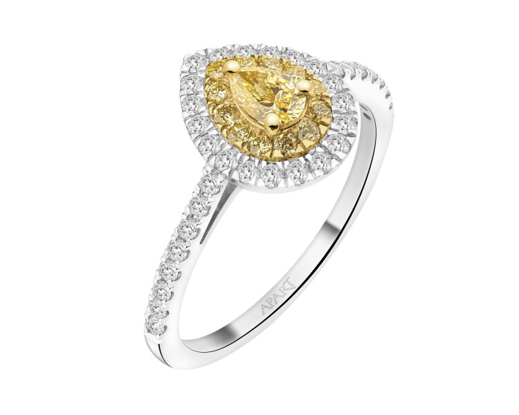 Prsten z bílého a žlutého zlata s diamanty - 0,66 ct - ryzost 585