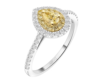Prsten z bílého a žlutého zlata s diamanty - 0,66 ct - ryzost 585
