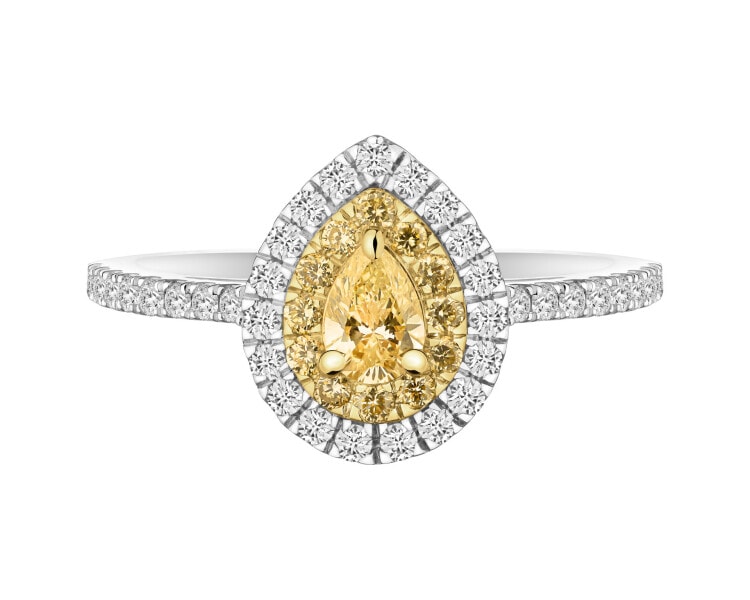 Prsten z bílého a žlutého zlata s diamanty - 0,66 ct - ryzost 585