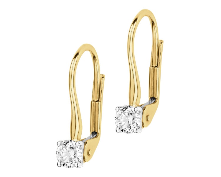 Náušnice ze žlutého a bílého zlata s brilianty - 0,49 ct - ryzost 585