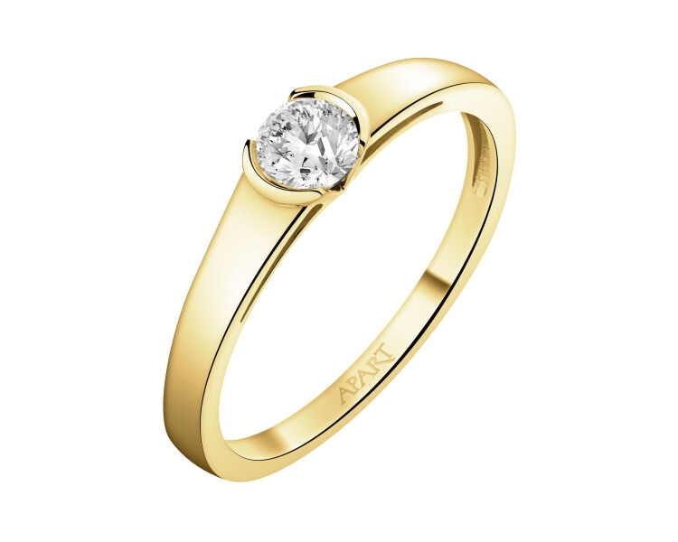 Zlatý prsten s briliantem - 0,30 ct - ryzost 585