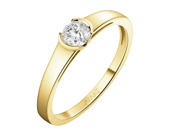 Zlatý prsten s briliantem - 0,30 ct - ryzost 585